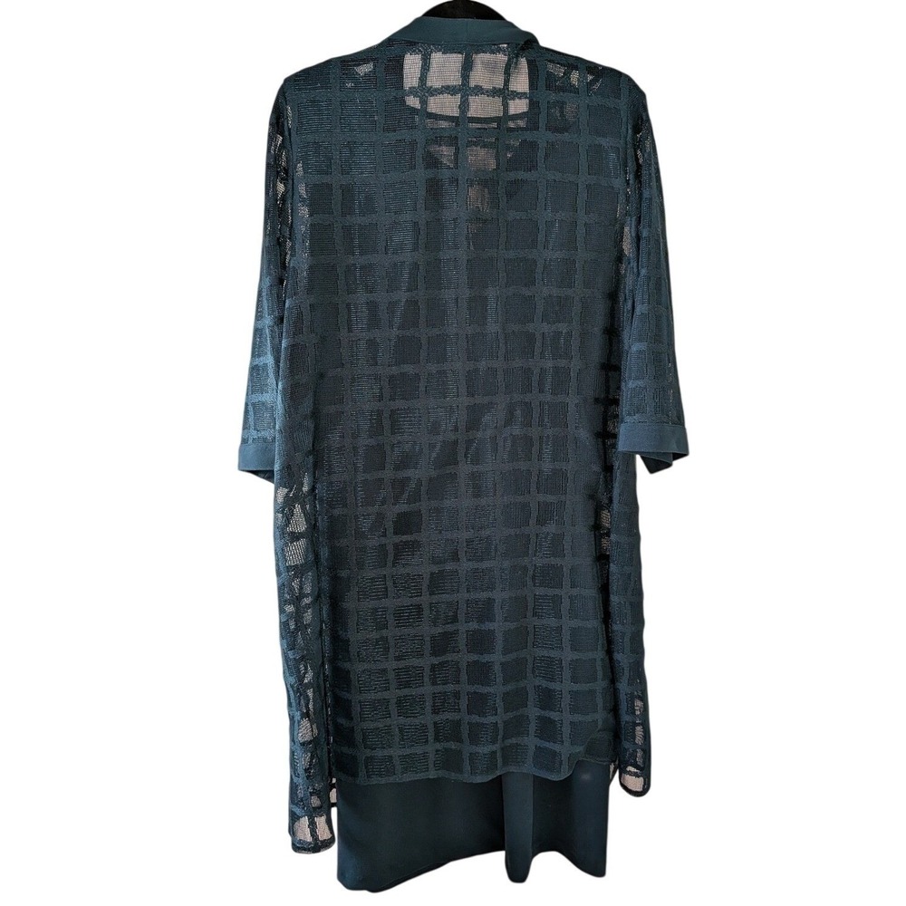 Maya Brooke Teal Green Sheath Dress and Lace Duster Jacket Set Plus Size 16W - Picture 9 of 10